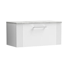 Nuie Deco 800mm Wall Hung Single Drawer Vanity & Laminate Top Contemporary Satin White MFC Painted Gloss 381x805x390mm - DPF196LBG - JJ Building Materials