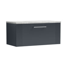 Nuie Deco 800mm Wall Hung Single Drawer Vanity & Laminate Top Contemporary Soft Black MFC Painted Gloss 381x805x390mm - DPF1496LBG - JJ Building Materials