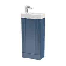 Nuie Deco Compact 400mm Floor Standing Cabinet & Basin Contemporary Satin Blue MFC Painted Matt 781x400x222mm - JJ Building Materials