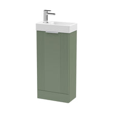 Nuie Deco Compact 400mm Floor Standing Cabinet & Basin Contemporary Satin Green MFC Painted Matt 781x400x222mm - JJ Building Materials