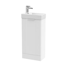 Nuie Deco Compact 400mm Floor Standing Cabinet & Basin Contemporary Satin White MFC Painted Matt 781x400x222mm - JJ Building Materials