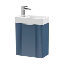 Nuie Deco Compact 400mm Wall Hung Cabinet & Basin Contemporary Satin Blue MFC Painted Matt 438x400x222mm - JJ Building Materials