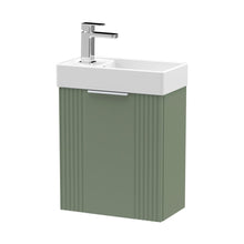 Nuie Deco Compact 400mm Wall Hung Cabinet & Basin Contemporary Satin Green MFC Painted Matt 438x400x222mm - JJ Building Materials