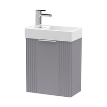 Nuie Deco Compact 400mm Wall Hung Cabinet & Basin Contemporary Satin Grey MFC Painted Matt 438x400x222mm - JJ Building Materials