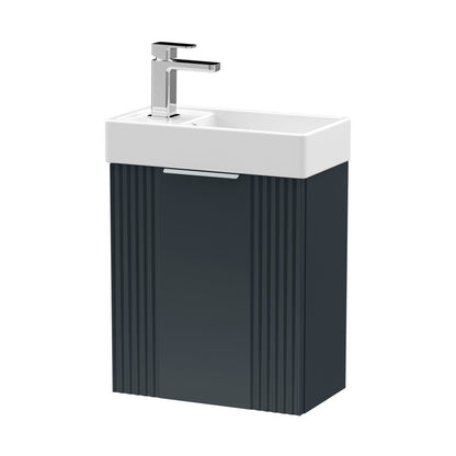 Nuie Deco Compact 400mm Wall Hung Cabinet & Basin Contemporary Soft Black MFC Painted Matt 438x400x222mm - JJ Building Materials