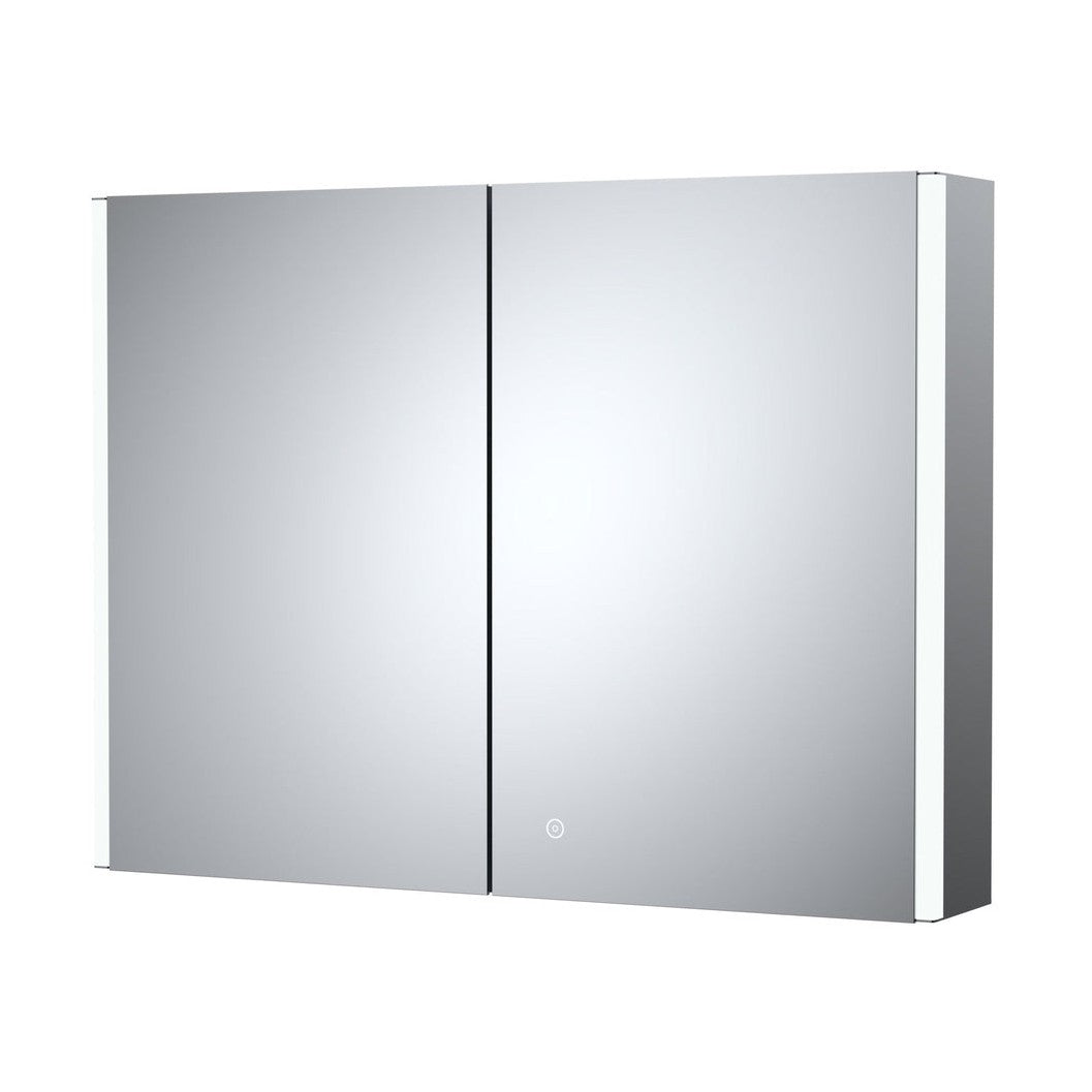 Nuie Double Door Mirror Cabinets 800mm Mirror Cabinet Contemporary Silver Aluminium 600x800x140mm - JJ Building Materials