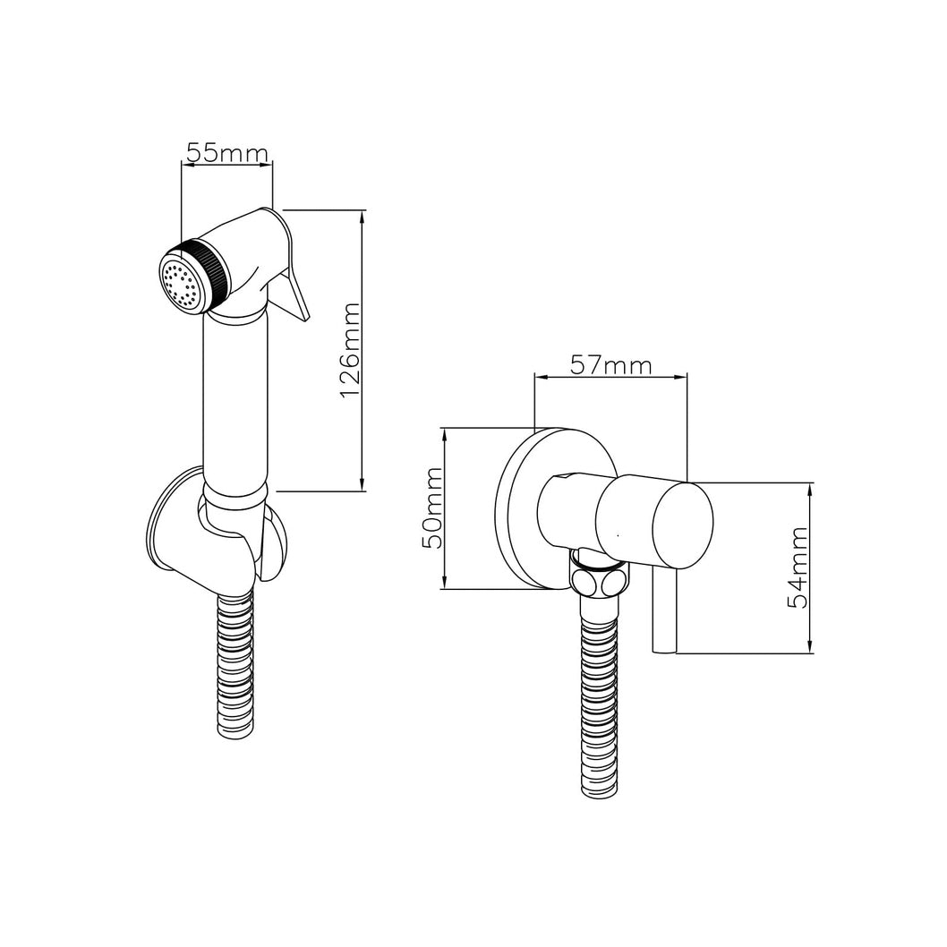 Nuie Douche Spray Kit Contemporary Chrome Brass ABS 25x25x130mm - JJ Building Materials