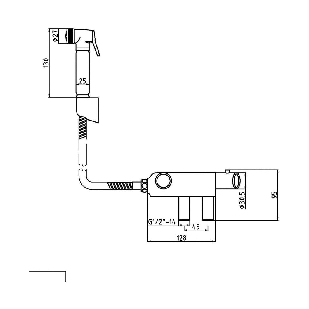 Nuie Douche Spray Kit & Thermostatic Valve Contemporary Chrome Brass ABS 25x25x130mm - JJ Building Materials