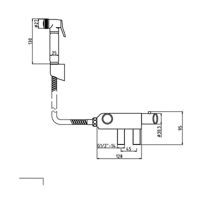Nuie Douche Spray Kit & Thermostatic Valve Contemporary Chrome Brass ABS 25x25x130mm - JJ Building Materials