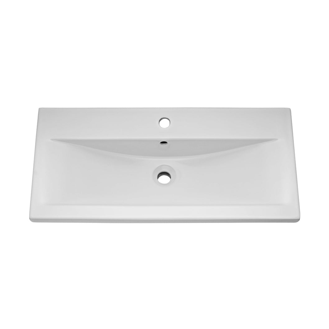 Nuie Eden 1000mm Floor Standing Cabinet & Mid-edge Basin Contemporary Gloss White MFC Painted Gloss 840x1010x390mm - JJ Building Materials