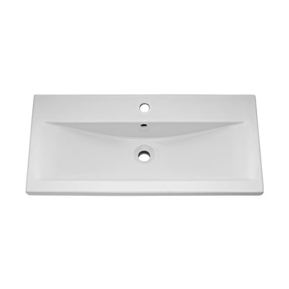Nuie Eden 1000mm Floor Standing Cabinet & Mid-edge Basin Contemporary Gloss White MFC Painted Gloss 840x1010x390mm - JJ Building Materials