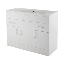 Nuie Eden 1000mm Floor Standing Cabinet & Minimalist Basin Contemporary Gloss White MFC Painted Gloss 818x1005x400mm - JJ Building Materials