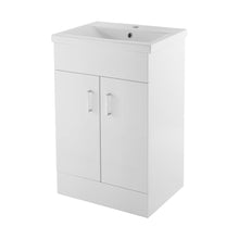 Nuie Eden 500mm Floor Standing Cabinet & Mid-edge Basin Contemporary Gloss White MFC Painted Gloss 818x505x400mm - JJ Building Materials