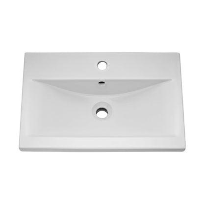 Nuie Eden 600mm Floor Standing Cabinet & Mid-edge Basin Contemporary Gloss White MFC Painted Gloss 818x605x400mm - JJ Building Materials