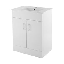 Nuie Eden 600mm Floor Standing Cabinet & Minimalist Basin Contemporary Gloss White MFC Painted Gloss 840x610x390mm - JJ Building Materials