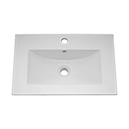 Nuie Eden 600mm Floor Standing Cabinet & Minimalist Basin Contemporary Gloss White MFC Painted Gloss 840x610x390mm - JJ Building Materials