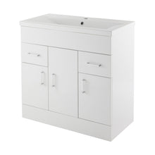 Nuie Eden 800mm Floor Standing Cabinet & Mid-edge Basin Contemporary Gloss White MFC Painted Gloss 818x805x400mm - JJ Building Materials