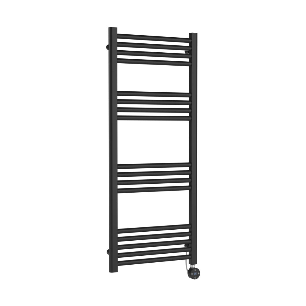 Nuie Electric Bar Towel Rails Round Straight Towel Radiator 1200x500 Contemporary Anthracite Steel 1200x500x30mm - JJ Building Materials