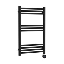 Nuie Electric Bar Towel Rails Round Straight Towel Radiator 800x500 Contemporary Matt Black Steel 800x500x30mm - JJ Building Materials