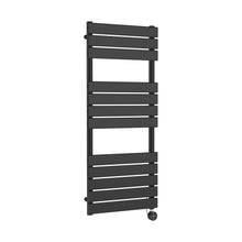 Nuie Electric Flat Panel Towel Rails Square Flat Towel Radiator 1213x500 Contemporary Anthracite Steel 1213x500x30mm - JJ Building Materials
