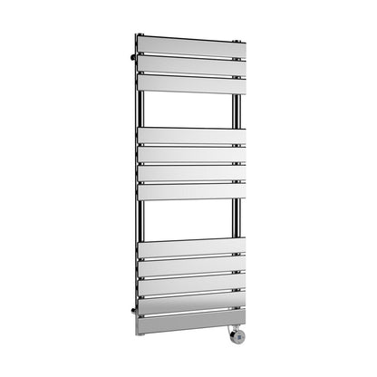 Nuie Electric Flat Panel Towel Rails Square Flat Towel Radiator 1213x500 Contemporary Chrome Steel 1213x500x30mm - JJ Building Materials