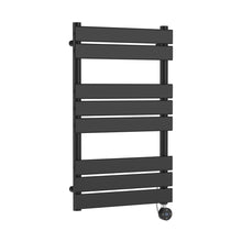Nuie Electric Flat Panel Towel Rails Square Flat Towel Radiator 840x500 Contemporary Anthracite Steel 840x500x30mm - JJ Building Materials