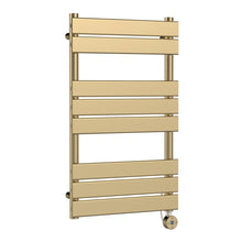 Nuie Electric Flat Panel Towel Rails Square Flat Towel Radiator 840x500 Contemporary Brushed Brass Steel 840x500x30mm - JJ Building Materials
