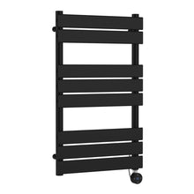 Nuie Electric Flat Panel Towel Rails Square Flat Towel Radiator 840x500 Contemporary Matt Black Steel 840x500x30mm - JJ Building Materials