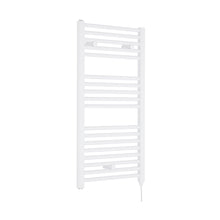 Nuie Electric Towel Rail Contemporary White Steel 920x480x30mm - JJ Building Materials