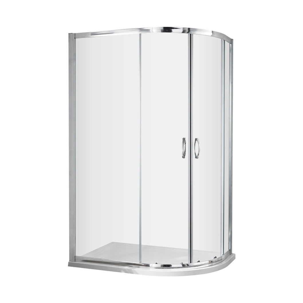 Nuie Ella 1850 X 1000 X 800mm Offset Quad Enclosure Contemporary Chrome Aluminium 1850x980x780mm - JJ Building Materials