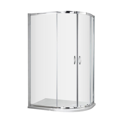 Nuie Ella 1850 X 1000 X 800mm Offset Quad Enclosure Contemporary Chrome Aluminium 1850x980x780mm - JJ Building Materials