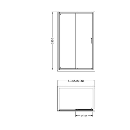 Nuie Ella 1850 X 1200mm Sliding Shower Door Contemporary Chrome Aluminium 1850x1190x44mm - JJ Building Materials