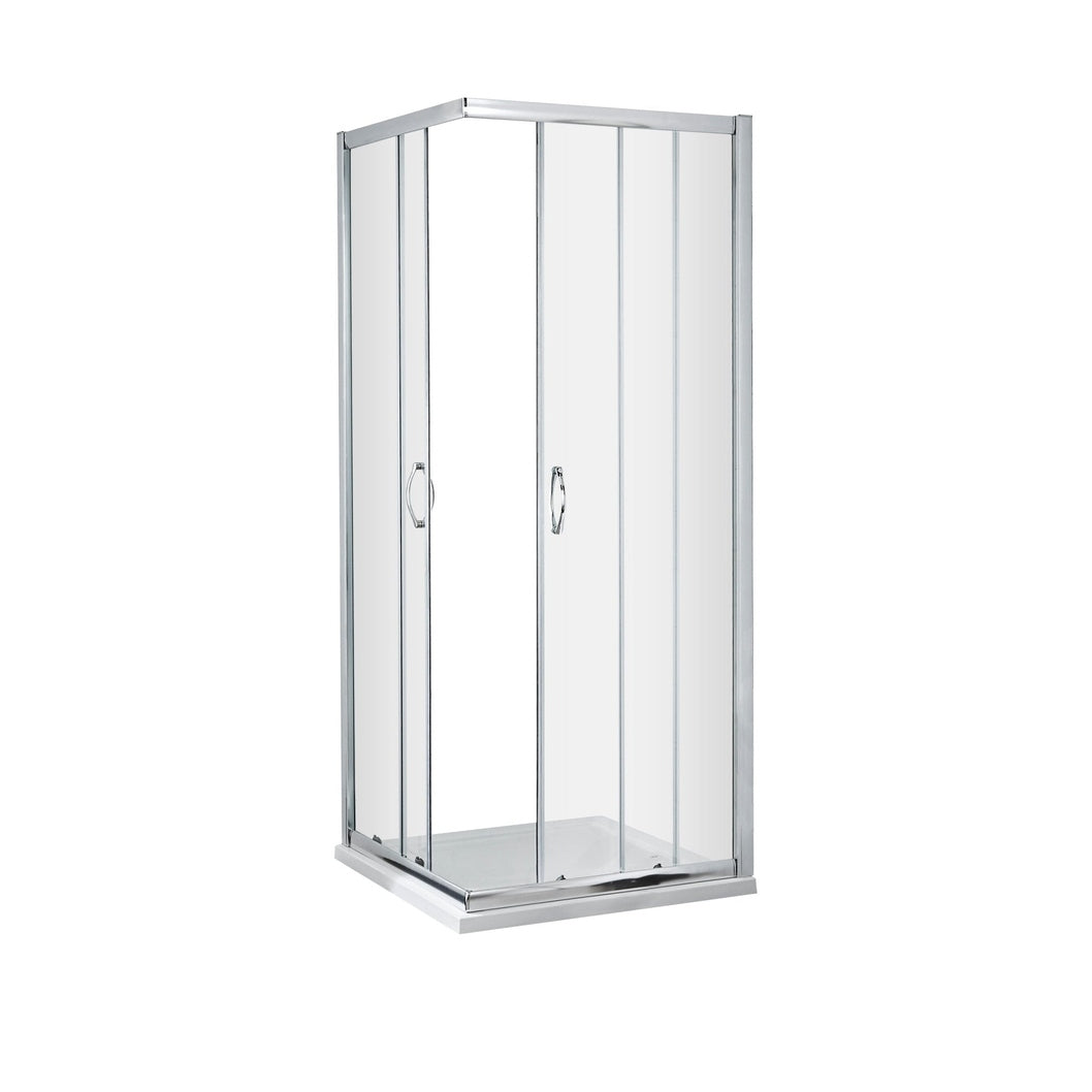 Nuie Ella 1850 X 760mm Corner Entry Shower Enclosure Contemporary Chrome Aluminium 1850x745x44mm - JJ Building Materials