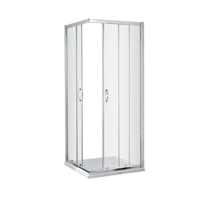 Nuie Ella 1850 X 760mm Corner Entry Shower Enclosure Contemporary Chrome Aluminium 1850x745x44mm - JJ Building Materials