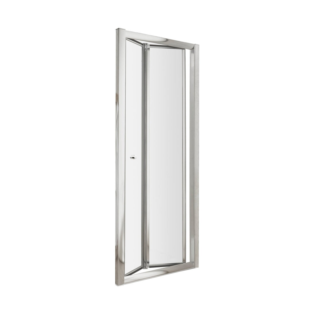 Nuie Ella 1850 X 800mm Bi-folding Shower Door Contemporary Chrome Aluminium 1850x790x44mm - JJ Building Materials