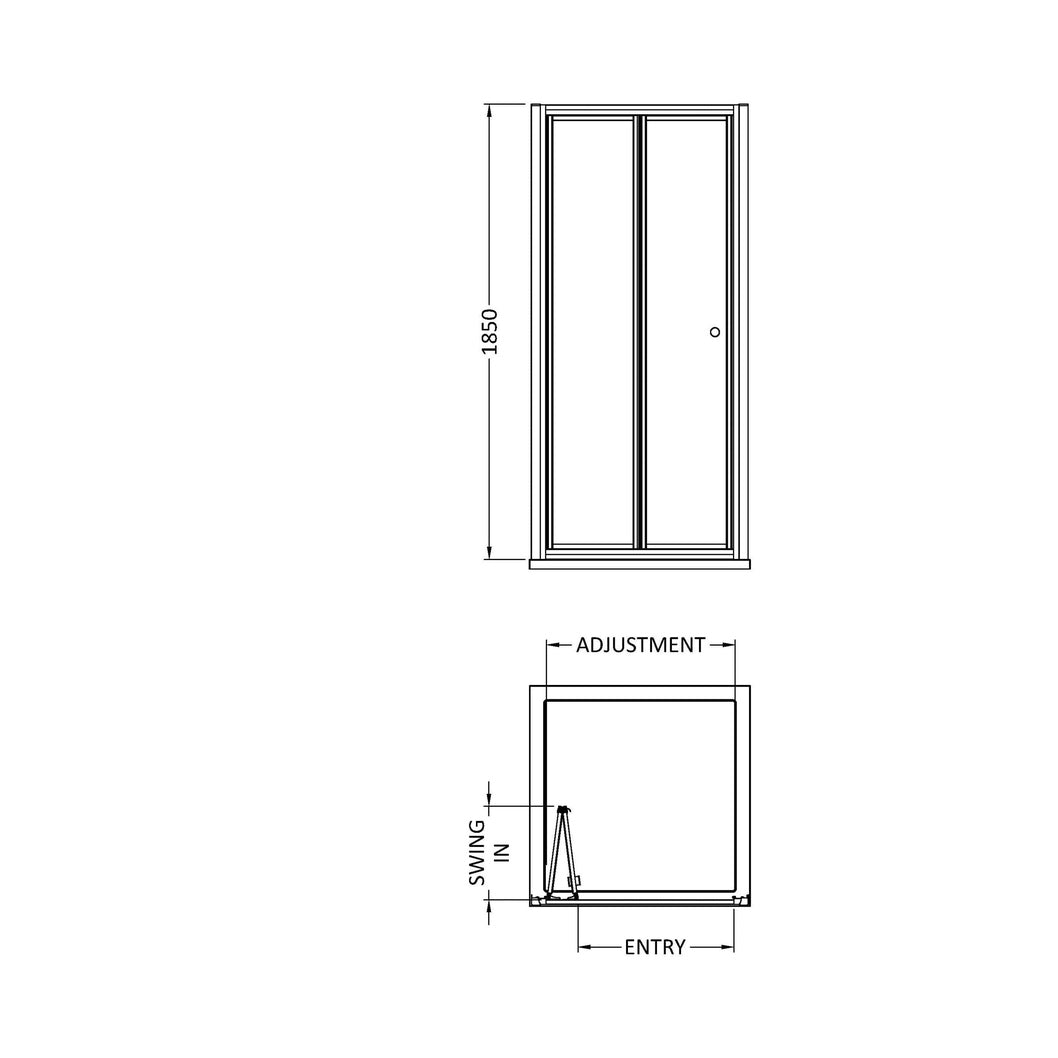 Nuie Ella 1850 X 800mm Bi-folding Shower Door Contemporary Chrome Aluminium 1850x790x44mm - JJ Building Materials