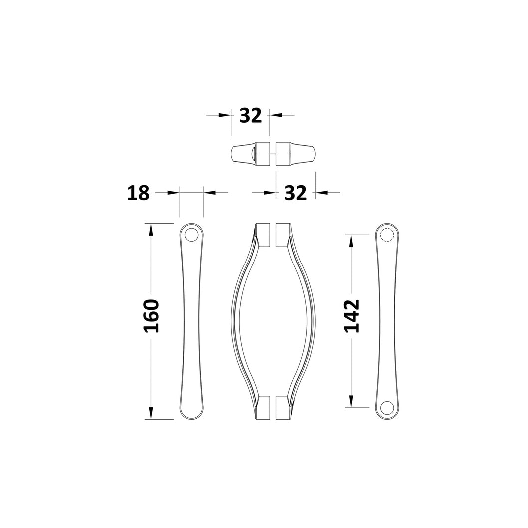 Nuie Ella Rounded Handle Contemporary Chrome ABS 160x18x32mm - JJ Building Materials