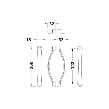 Nuie Ella Rounded Handle Contemporary Chrome ABS 160x18x32mm - JJ Building Materials