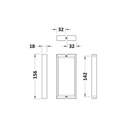 Nuie Ella Square Handle Contemporary Chrome ABS 156x18x62mm - JJ Building Materials