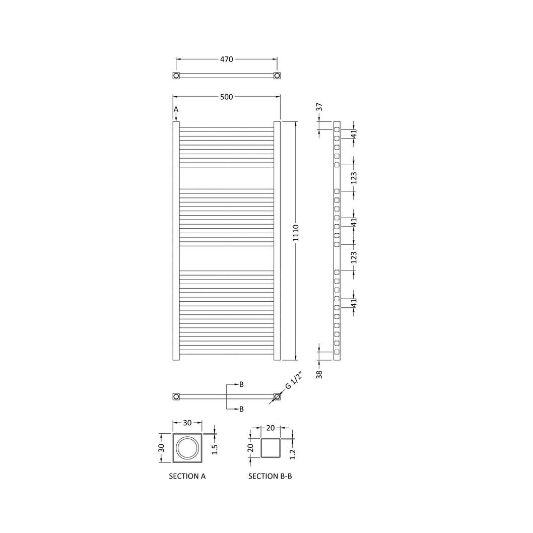 Nuie Eton Electric Radiator Contemporary Anthracite Steel 1100x500x30mm - JJ Building Materials