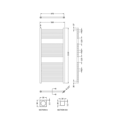 Nuie Eton Electric Radiator Contemporary Anthracite Steel 1100x500x30mm - JJ Building Materials