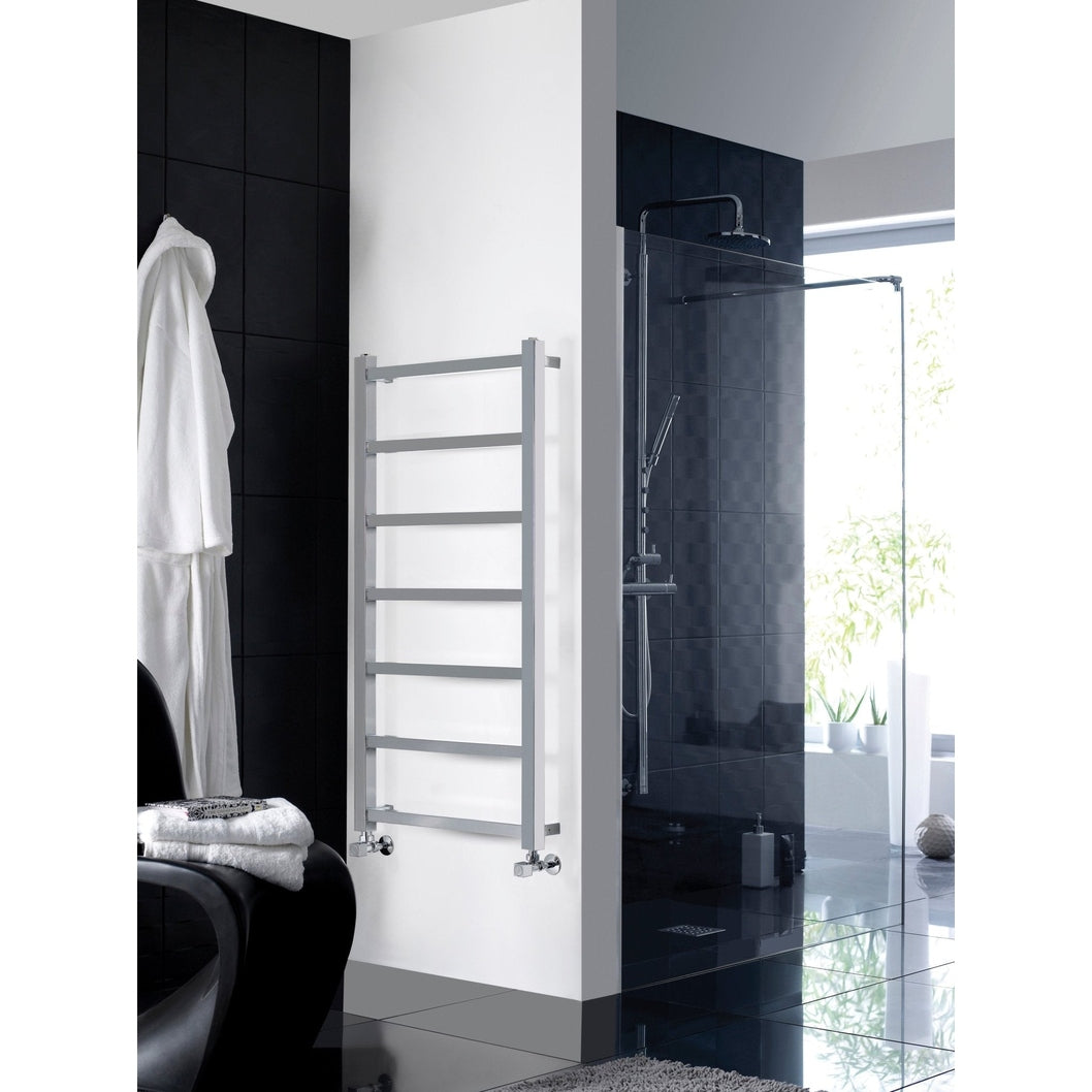 Nuie Eton Heated Towel Rail Contemporary Chrome Steel 1200x450x40mm - JJ Building Materials
