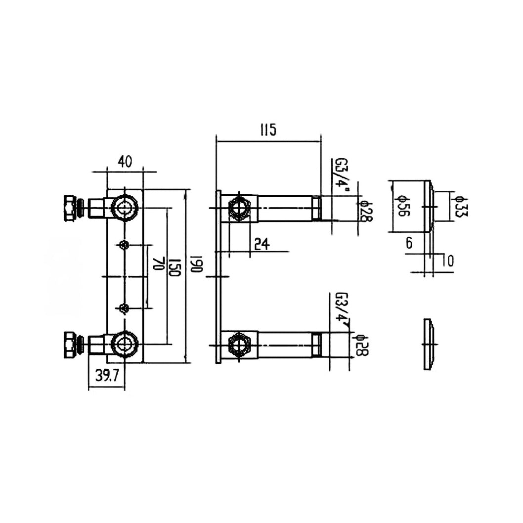 Nuie Fast-fit Bracket For Bar Thermostats Contemporary Chrome Brass 105x190x60mm - JJ Building Materials