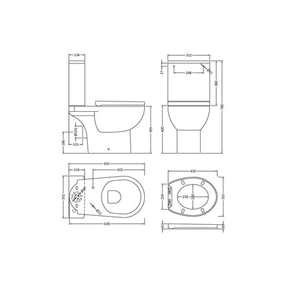 Nuie Fay Rimless Pan Cistern & Seat Pack Contemporary White Vitreous China 780x352x635mm - JJ Building Materials
