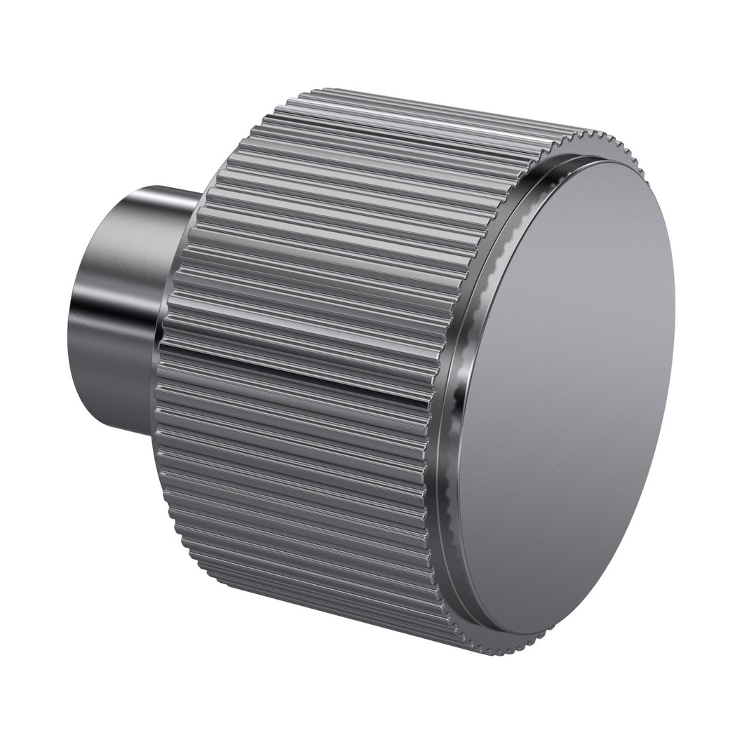 Nuie Fluted Furniture Knob Contemporary Brushed Pewter Aluminium 30x30x30mm - JJ Building Materials