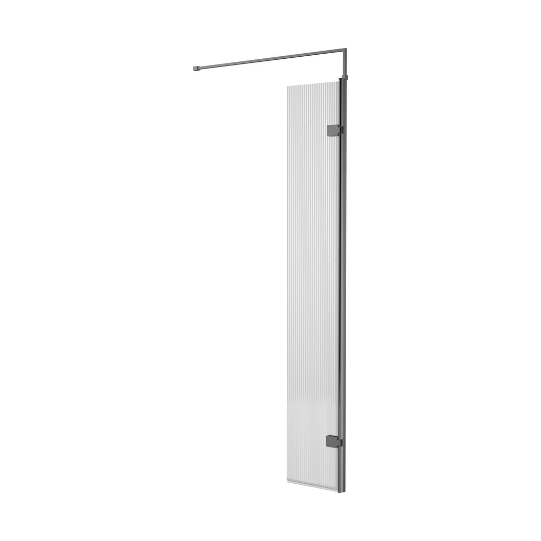 Nuie Fluted Swing Screen 300x1850 Gm Contemporary Brushed Pewter Aluminium 1850x322x27mm - JJ Building Materials