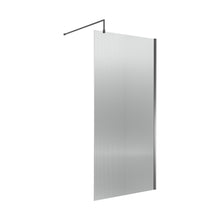 Nuie Fluted Wetroom Screen - 1850x1000mm - Brushed Pewter Contemporary Aluminium 1850x800x13mm - JJ Building Materials