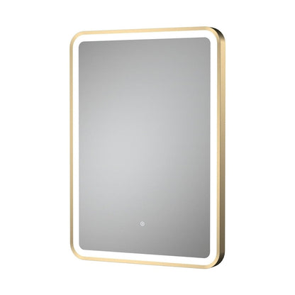 Nuie Framed Led Touch Sensor Mirrors 700 X 500 Brushed Brass Framed Mirror Contemporary Aluminium 700x500x33mm - JJ Building Materials