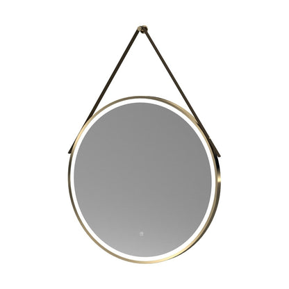 Nuie Framed Led Touch Sensor Mirrors 800mm Round Illuminated Mirror Contemporary Brushed Brass Aluminium 800x800x40mm - JJ Building Materials