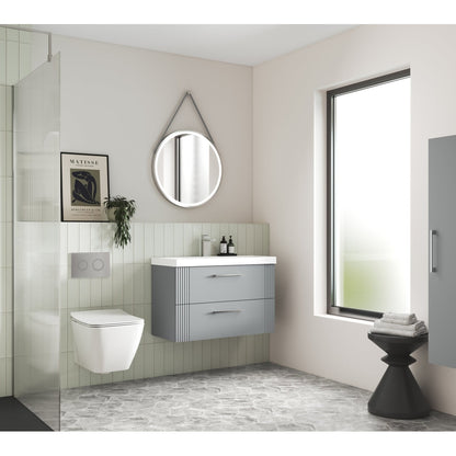 Nuie Framed Led Touch Sensor Mirrors 800mm Round Illuminated Mirror Contemporary Chrome Aluminium 800x800x40mm - JJ Building Materials